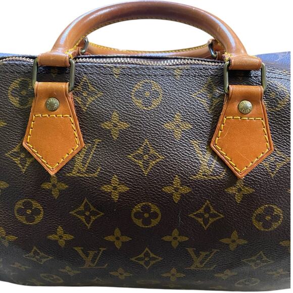 Louis Vuitton Speedy 30 Handbag LV Monogram Canvas Brown Tan Vintage Designer - Picture 13 of 16